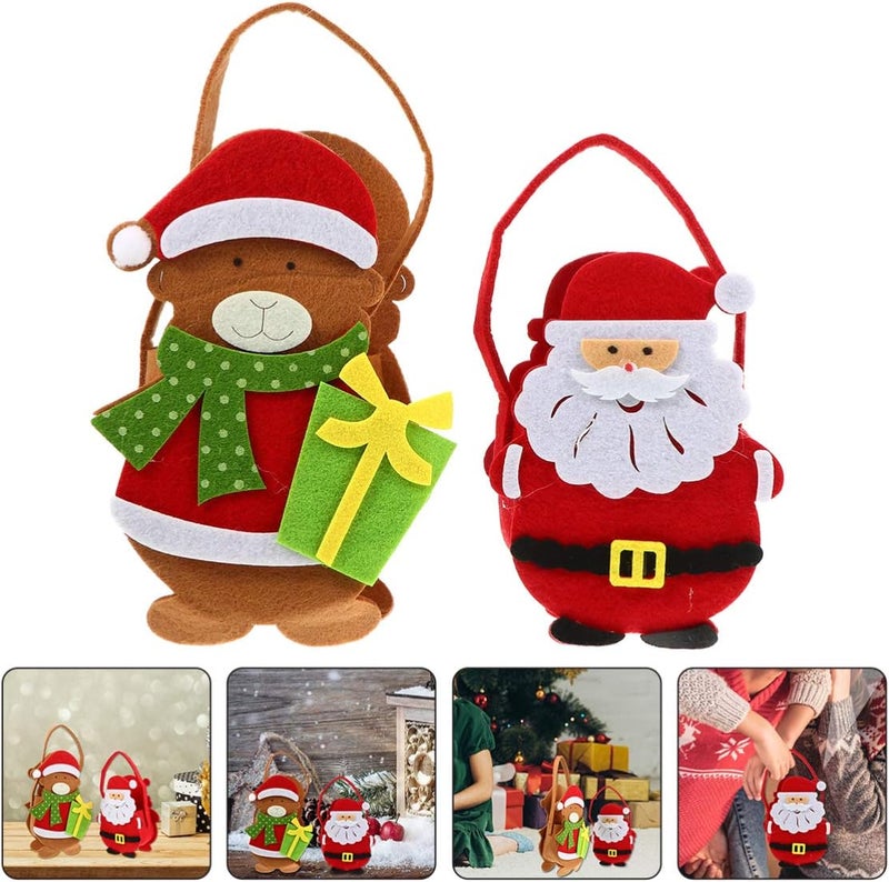 klarako 2pcs Christmas Eve Gift Bag Xmas Candy Pouch Non Woven Christmas Bags Christmas Tote Bag Holiday Candy Bags Christmas Cookie Bag Xmas Gift Bags Portable Decorative Items Child Felt - Image 3