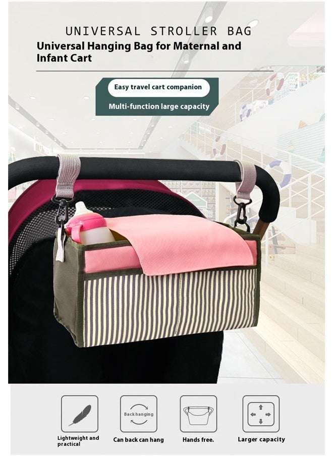 yongsheng Multifunctional Stroller Hanging Bag，Large Capacity Stroller Organizer Bag Pram Bag for Bottles Diapers Toys Cup Holder Pocket  - Image 2