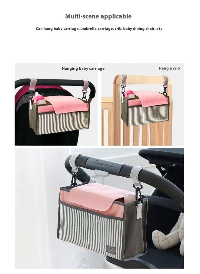yongsheng Multifunctional Stroller Hanging Bag，Large Capacity Stroller Organizer Bag Pram Bag for Bottles Diapers Toys Cup Holder Pocket  - Image 4