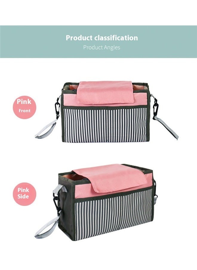 yongsheng Multifunctional Stroller Hanging Bag，Large Capacity Stroller Organizer Bag Pram Bag for Bottles Diapers Toys Cup Holder Pocket  - Image 5