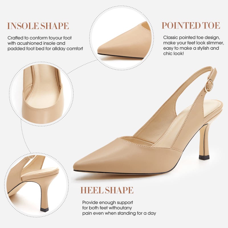 Rilista Women's Slingback Kitten Heels Closed Pointed Toe Wedding Party Dress Pumps Shoes - Image 5