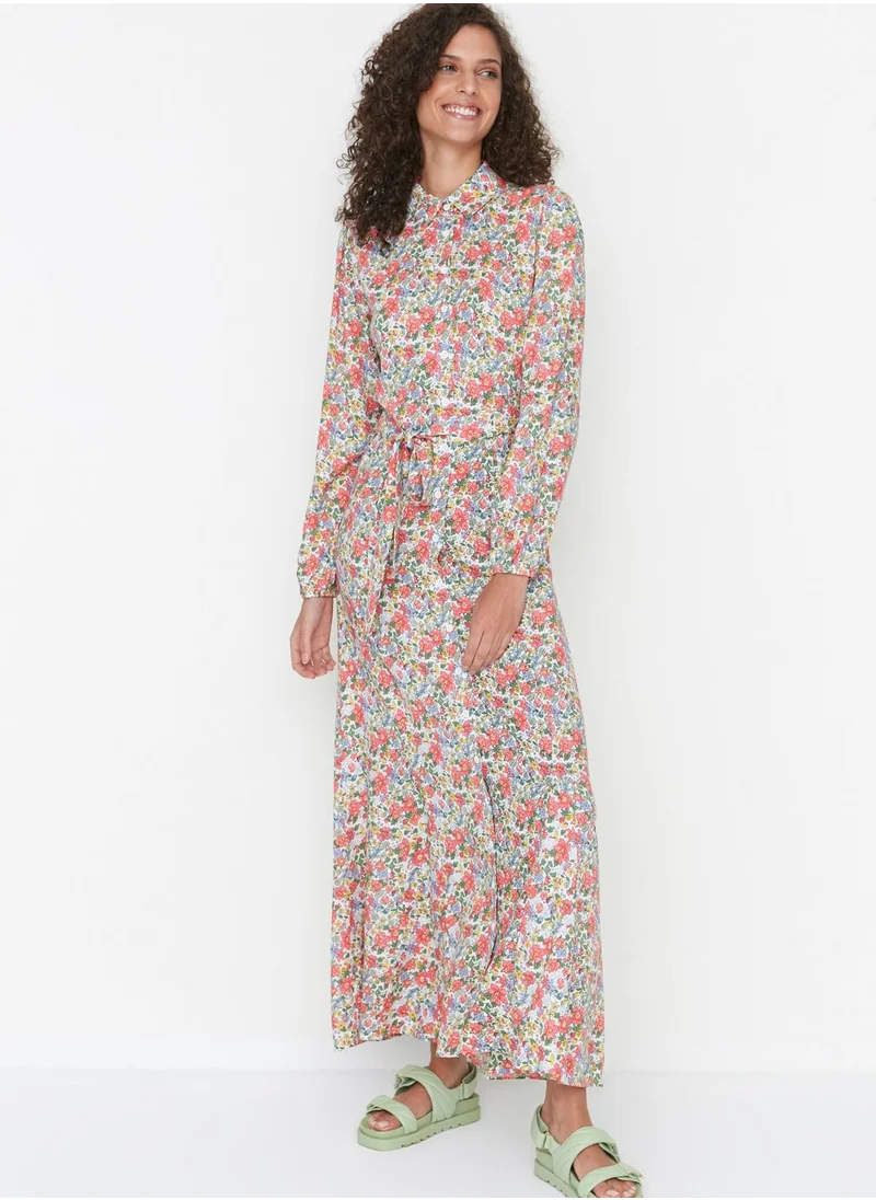 trendyol Floral Print Tie Detail Dress