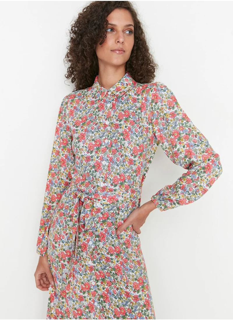 trendyol Floral Print Tie Detail Dress