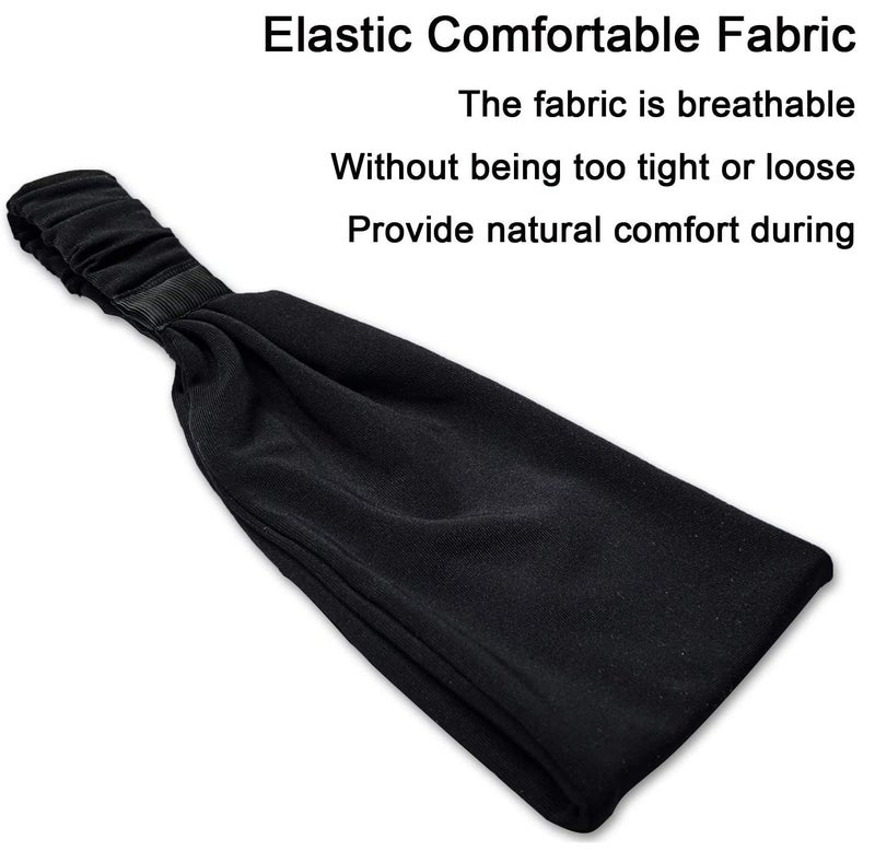 PAROPKAR Elastic Headband Sweatband & Sports Headband for Running Cycling Gym Yoga Basketball - Stretchy Moisture Wicking Unisex Hairband (Black Light & Dark Grey) - Image 2