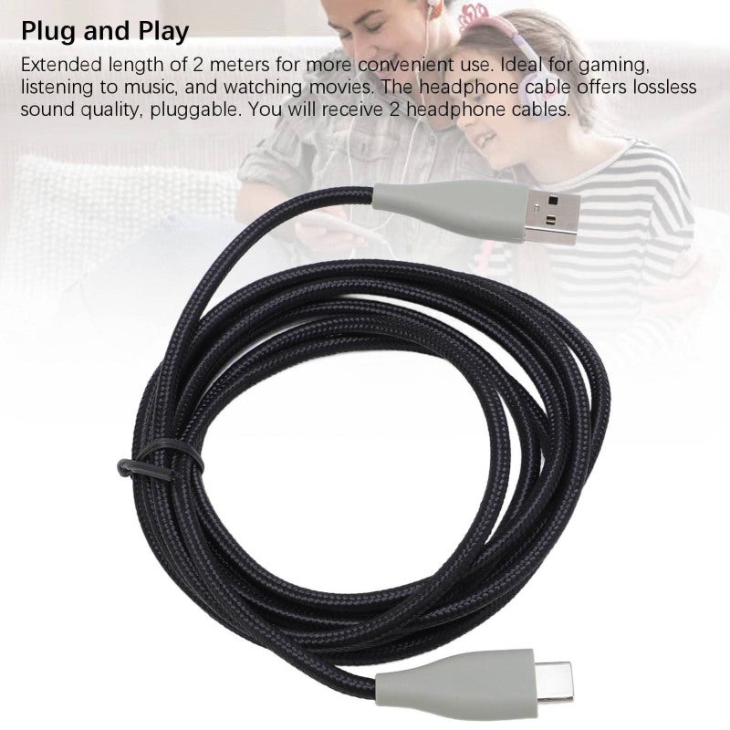USB Headset Replacement Cable 2M Compatible For MMX150 Headset - Lossless Sound Quality OFC Gaming Headset Cable For Laptops PCs - Image 4