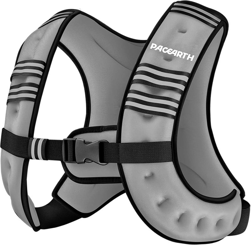 PACEARTH سترة وزن، 6lb/8lb/10lb/12lb/16lb/20lb/25lb/30lb سترة وزن مع شريط عاكس، سترات وزن للجسم للنساء والرجال، فقدان الوزن، تمارين القوة، الجري، المشي، الجري الخفيف - Image 1