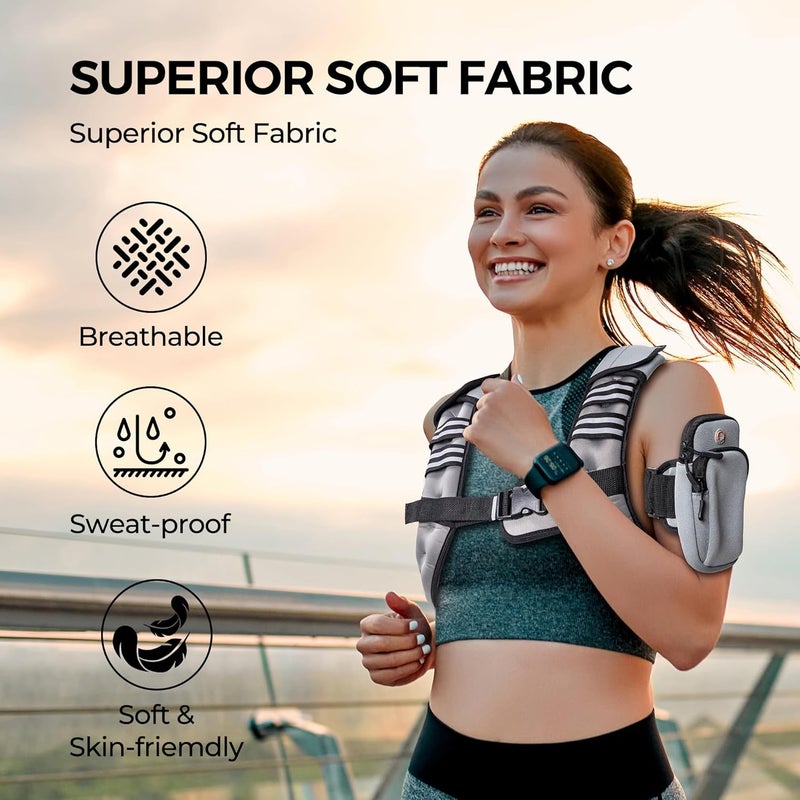 PACEARTH سترة وزن، 6lb/8lb/10lb/12lb/16lb/20lb/25lb/30lb سترة وزن مع شريط عاكس، سترات وزن للجسم للنساء والرجال، فقدان الوزن، تمارين القوة، الجري، المشي، الجري الخفيف - Image 2