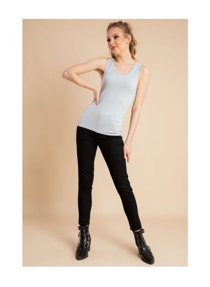 Mesery - Women's Cotton Stretch Plain Tank Top-GREY - Image 1