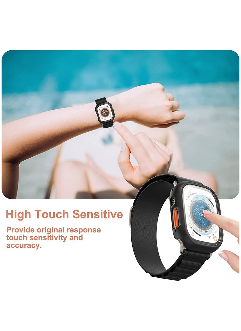 BSNL - Integrated Screen Protector Case Hard PC Frame Cover Tempered Glass Screen Protector for Apple Watch Ultra 49mm Black - Image 1