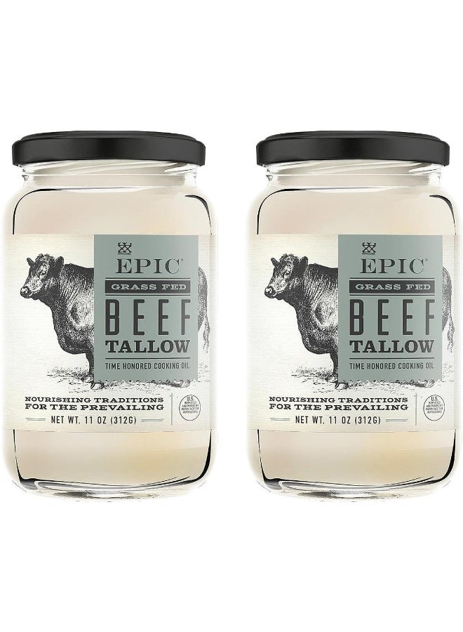 Epic Grass Fed Beef Tallow - 11 Ounce Jars (Pack of 2)