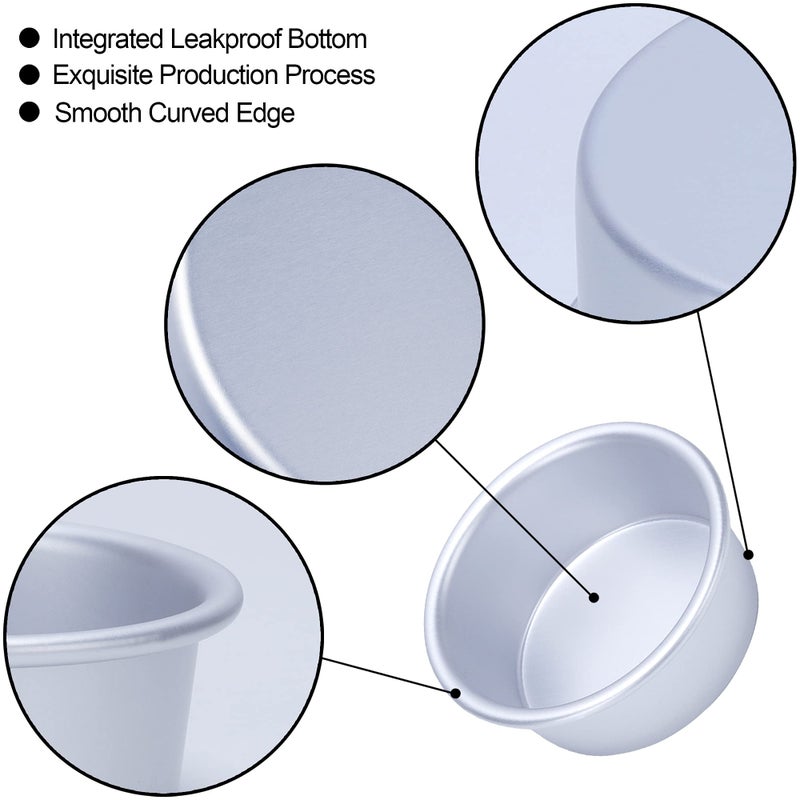 AWTBDP 4 Inch Cake Pan Set of 8, Anodized Aluminum Round Cake Pans with 100 Pcs Parchment Paper Tins Baking Pan for Cheese Cake, Pizza, Quiche, Non Toxic, Leakproof, Easy Pop Out - Image 3