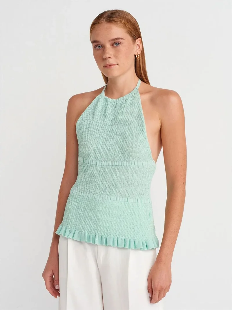 ديلفين DILVIN Slim Fit Halter-Neck Knit Blouse