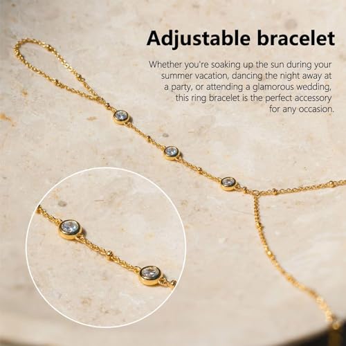FFZDENA 3Pcs Ring Bracelet, Single Layer Ring Bracelet, Chain Bracelet for Women, Hand Chain for Women, Hand Accessories, Suitable for Formal Events, Parties, Wear, Holiday Gifts, Birthday Gift - Image 4