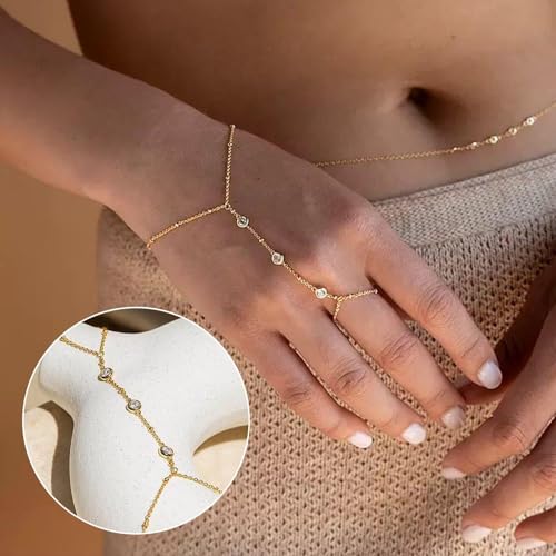 FFZDENA 3Pcs Ring Bracelet, Single Layer Ring Bracelet, Chain Bracelet for Women, Hand Chain for Women, Hand Accessories, Suitable for Formal Events, Parties, Wear, Holiday Gifts, Birthday Gift - Image 2