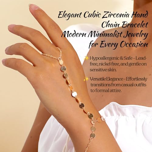 FFZDENA 3Pcs Ring Bracelet, Single Layer Ring Bracelet, Chain Bracelet for Women, Hand Chain for Women, Hand Accessories, Suitable for Formal Events, Parties, Wear, Holiday Gifts, Birthday Gift - Image 3