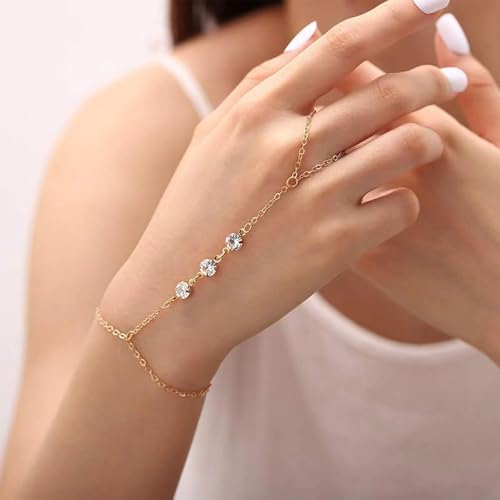 FFZDENA 3Pcs Ring Bracelet, Single Layer Ring Bracelet, Chain Bracelet for Women, Hand Chain for Women, Hand Accessories, Suitable for Formal Events, Parties, Wear, Holiday Gifts, Birthday Gift - Image 5