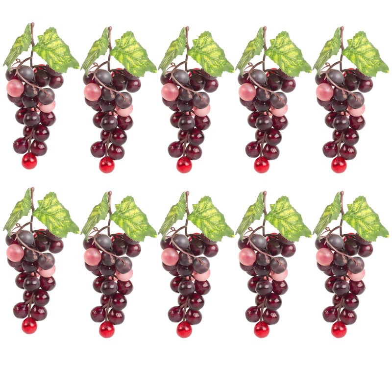 VEOAY Artificial Grapes Decor Fake Fruit Plastic Round Grapes Bunches for Home Farmhouse Kitchen Party Wedding Wine Decor Agate 10