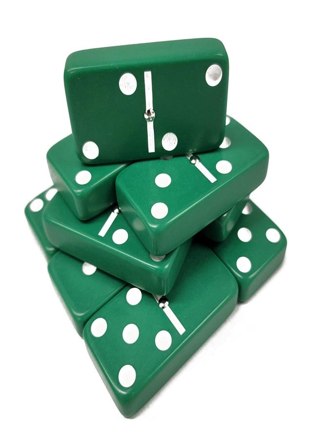Marion Domino Double Six 6 Green Tiles Jumbo Tournament Professional Size with Spinners in Black Elegant Velvet Bag - Image 2