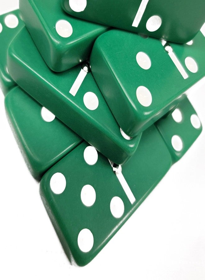 Marion Domino Double Six 6 Green Tiles Jumbo Tournament Professional Size with Spinners in Black Elegant Velvet Bag - Image 3
