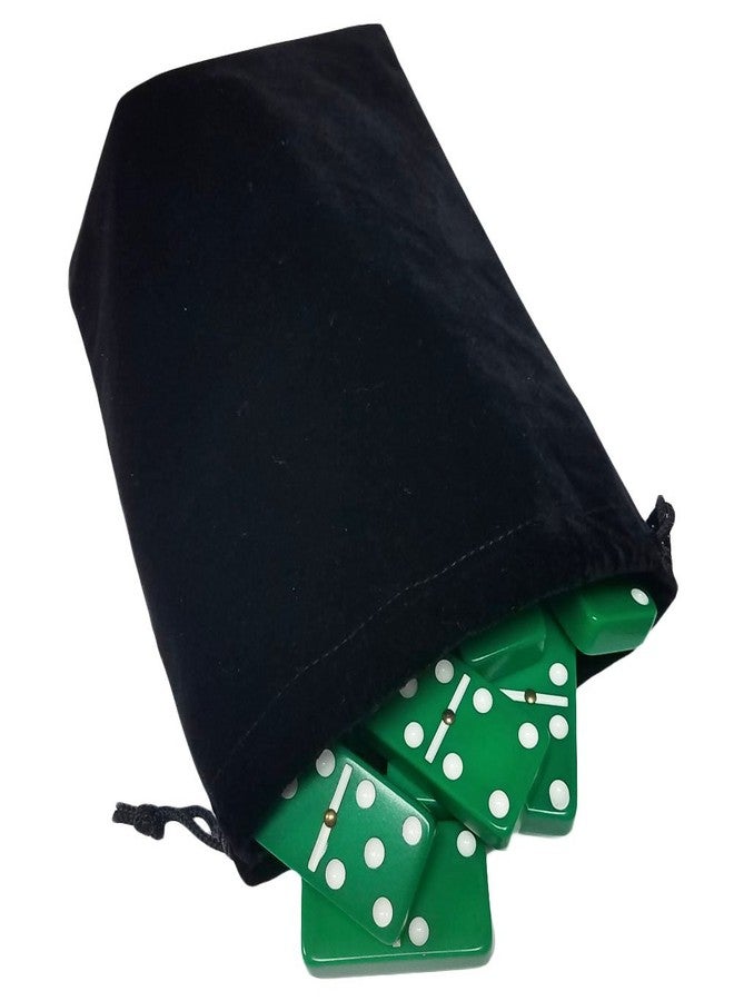 Marion Domino Double Six 6 Green Tiles Jumbo Tournament Professional Size with Spinners in Black Elegant Velvet Bag - Image 1