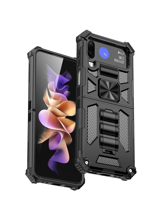 S-TOP Case For Samsung Galaxy Z Flip4 5G Armor Shockproof TPU + PC Magnetic Protective Phone Case with Holder - Image 1