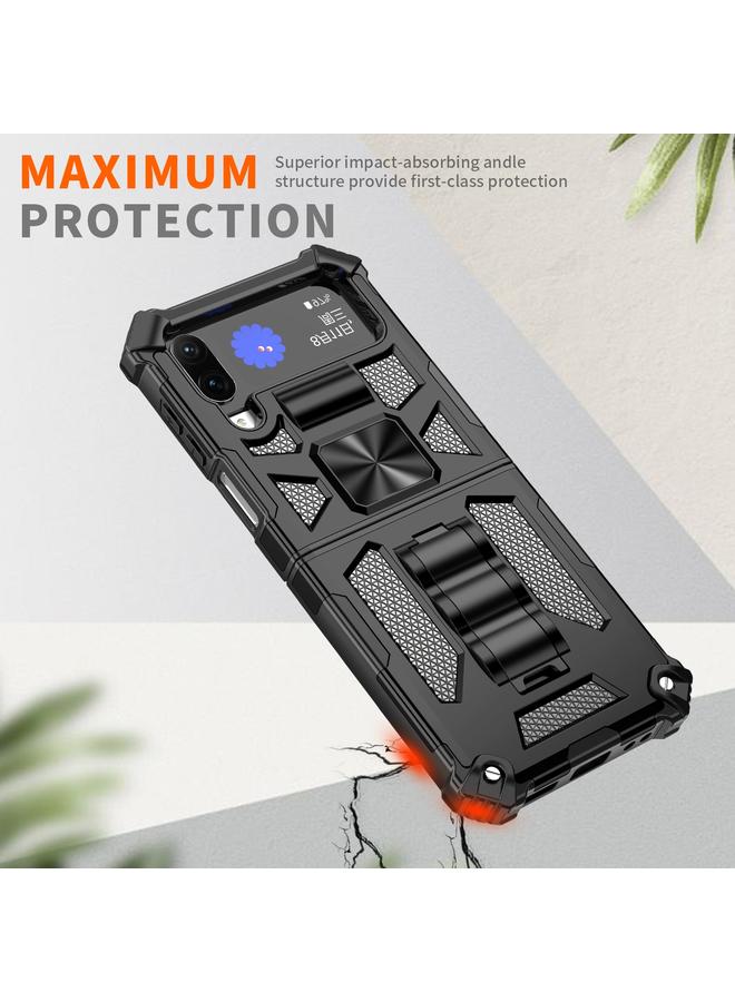 S-TOP Case For Samsung Galaxy Z Flip4 5G Armor Shockproof TPU + PC Magnetic Protective Phone Case with Holder - Image 4