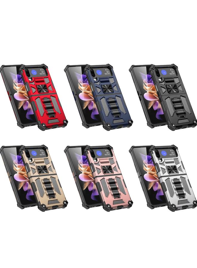 S-TOP Case For Samsung Galaxy Z Flip4 5G Armor Shockproof TPU + PC Magnetic Protective Phone Case with Holder - Image 2