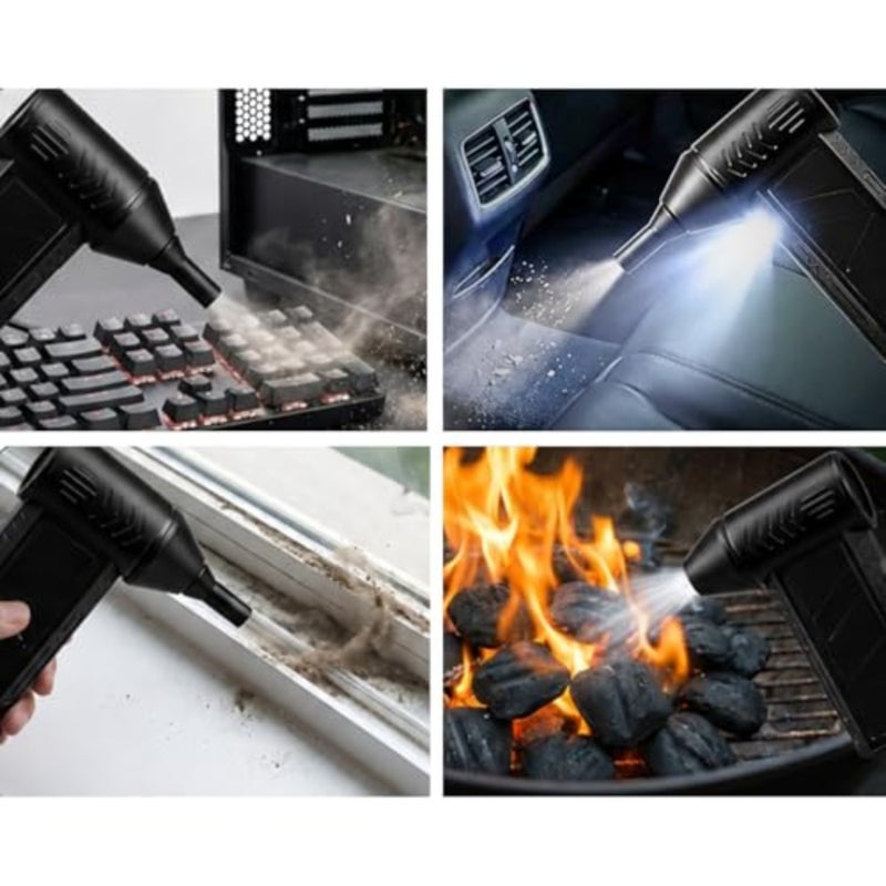 Car, keyboard, PC cleaning, camping outdoor: mini jet fan electric air duster, ABS plastic, black, cordless 3-speed turbo boost with 5000mAh rechargeable battery - Image 2