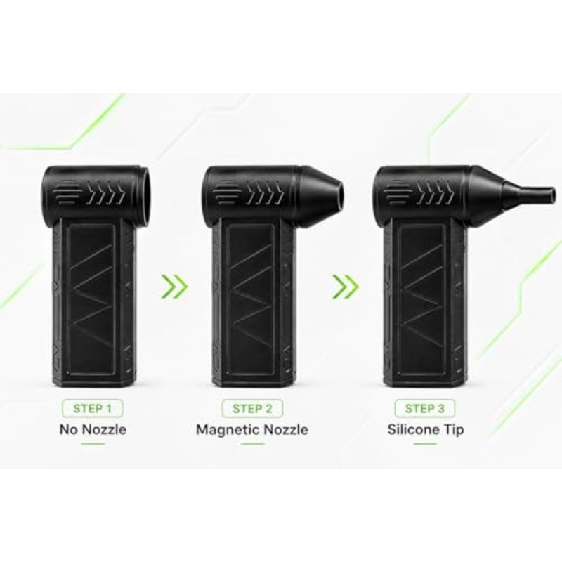 Car, keyboard, PC cleaning, camping outdoor: mini jet fan electric air duster, ABS plastic, black, cordless 3-speed turbo boost with 5000mAh rechargeable battery - Image 5