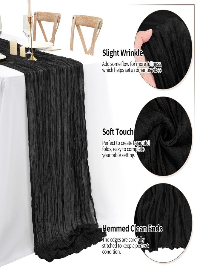 Tomeurperf 16 Pack 10Ft Cheesecloth Table Runner Black, 20 x 120 Inch Rustic Gauze Boho Cheese Cloth Table Runners Wedding Long Table Runner for Wedding Party Bridal Shower Table Decoration - Image 3
