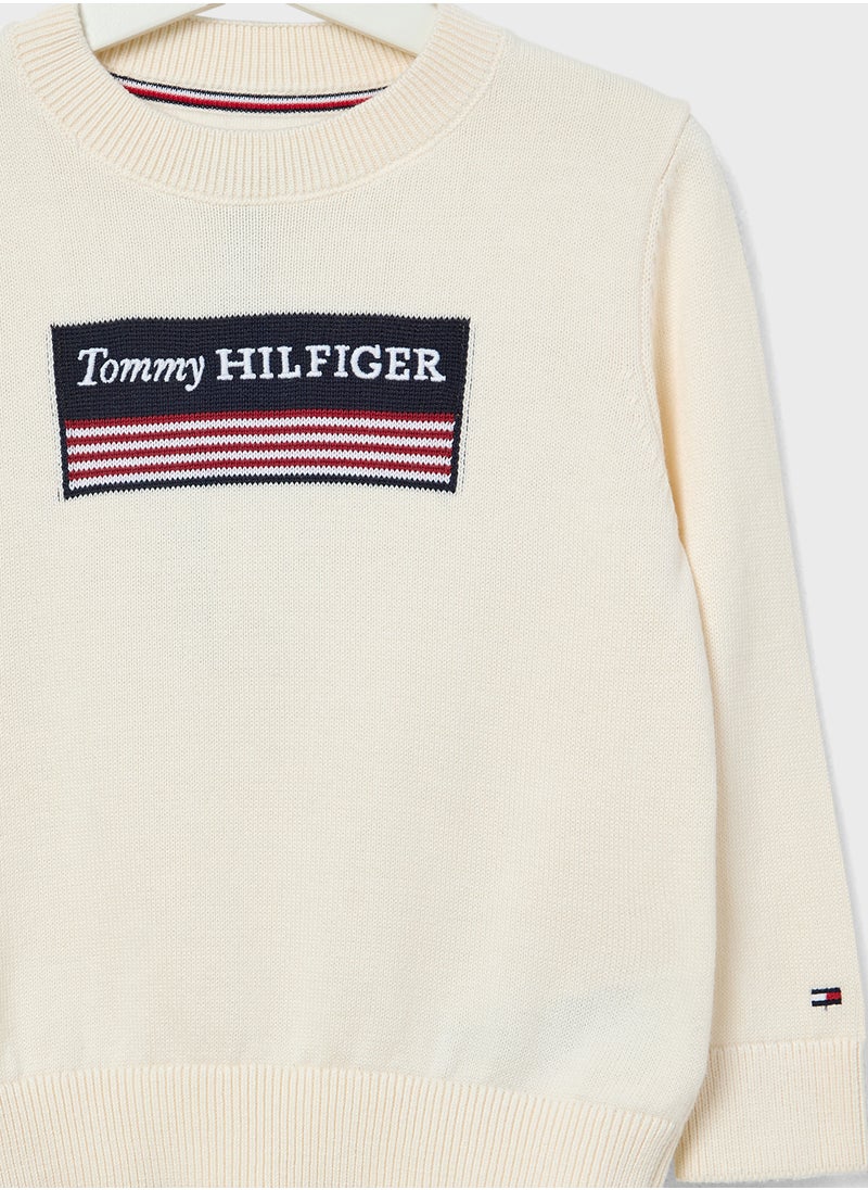 TOMMY HILFIGER Youth Monotype 1985 Logo Label Regular Sweater  - Image 3