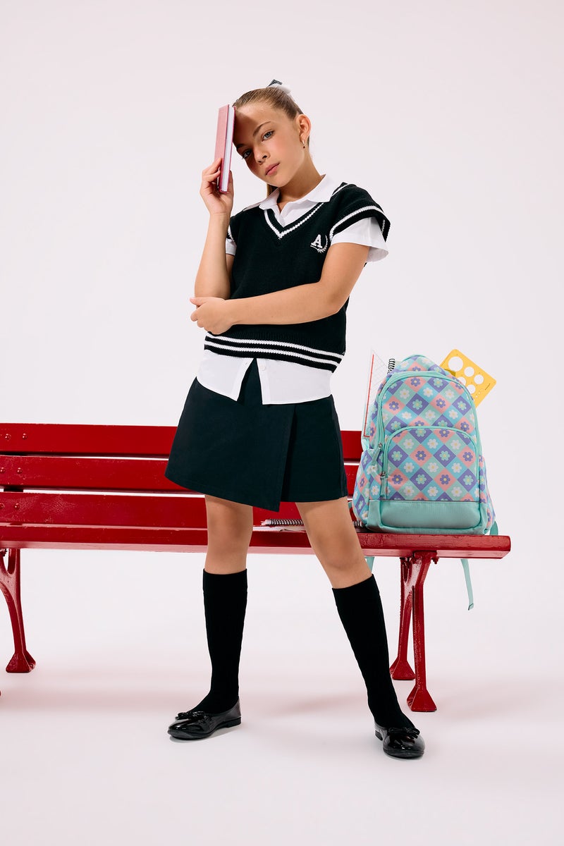 ديفاكتو جيب شورت بناتي جبردين أسود وخصر مطاطي - Image 1