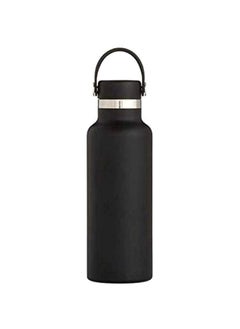 Insulated Water Bottle with Straw Lid and Flex Cap,32oz Double Vacuum Stainless Steel Water Flask, Cold for 48 Hrs Hot for 24 Hrs Simple Thermo Canteen Mug, Black