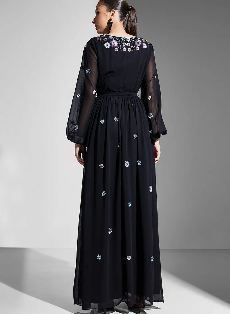 Adrianna Papell V-Neck Floral Print Dress