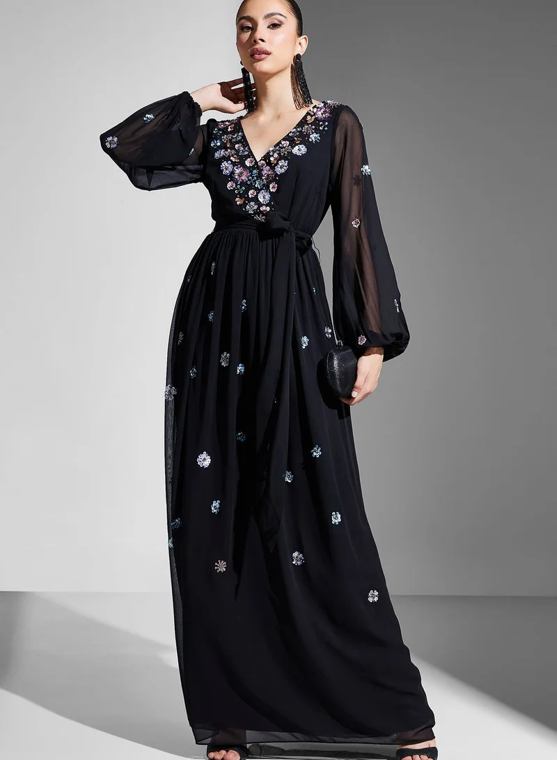 Adrianna Papell V-Neck Floral Print Dress