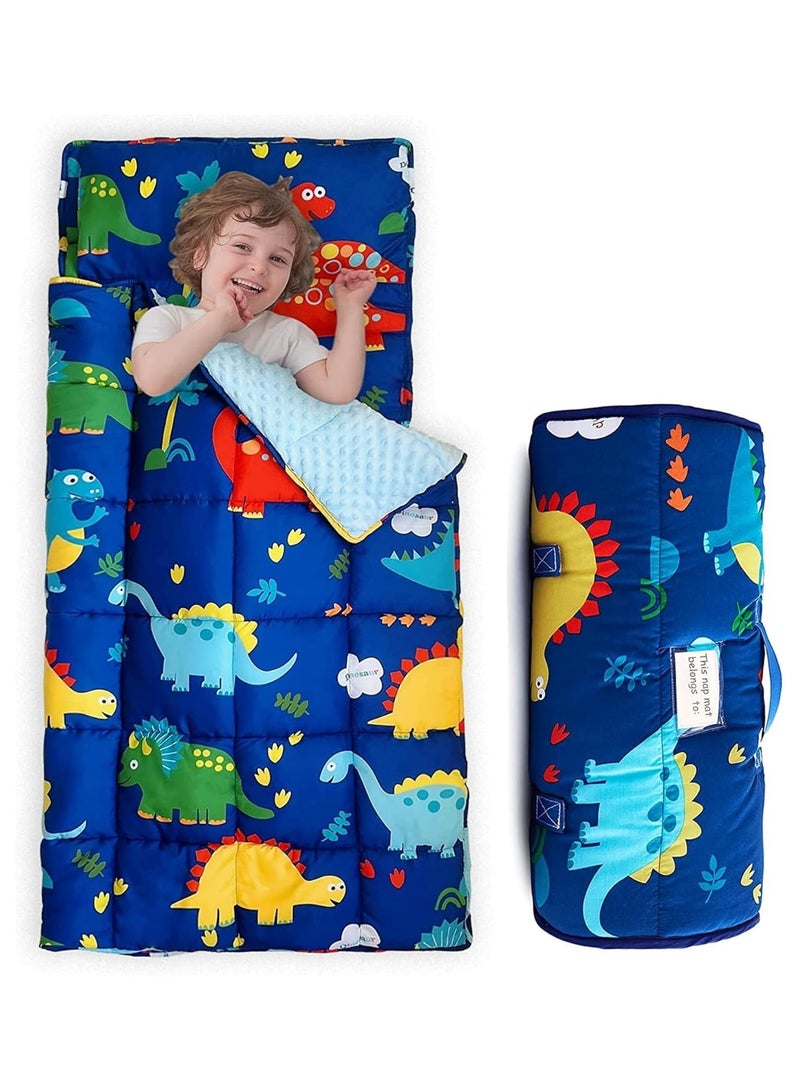 Soofam Extra Long Toddler Nap Mat, Sleeping Bag for Kids with Removable Pillow for Preschool, Daycare, and Sleepovers, 125x50cm, 70cm Wide Blanket,Toddler Travel Bed for 1-3 Years Old - Image 1