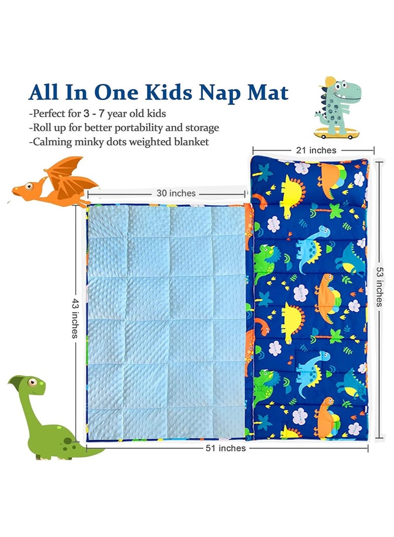 Soofam Extra Long Toddler Nap Mat, Sleeping Bag for Kids with Removable Pillow for Preschool, Daycare, and Sleepovers, 125x50cm, 70cm Wide Blanket,Toddler Travel Bed for 1-3 Years Old - Image 3