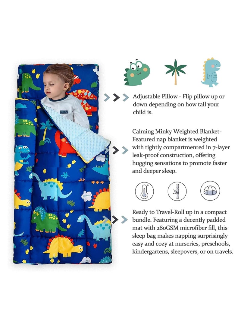 Soofam Extra Long Toddler Nap Mat, Sleeping Bag for Kids with Removable Pillow for Preschool, Daycare, and Sleepovers, 125x50cm, 70cm Wide Blanket,Toddler Travel Bed for 1-3 Years Old - Image 5