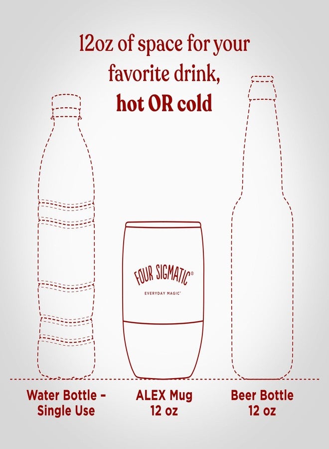 Four Sigmatic ALEX Insulated Mug | Insulated Tumblers to Keep Drinks Hot or Cold for Hours | 12oz Travel Mug with Spill-Proof Lid and Ergonomic Silicone Sleeve | Dishwasher Safe Travel Coffee Mug - Image 3