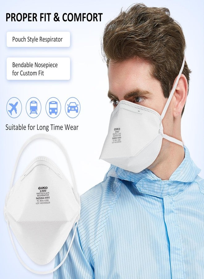GIKO N95 Respirator Mask 10Pcs Individually Wrapped NIOSH Approved N95 Particulate Respirator for Adult, Men, Women, White - Image 3