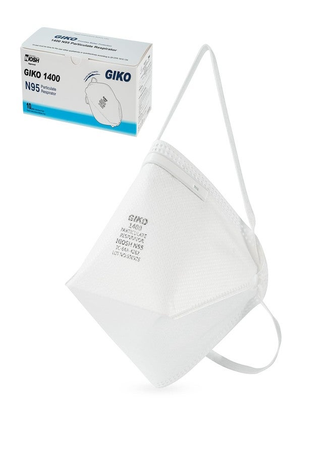 GIKO N95 Respirator Mask 10Pcs Individually Wrapped NIOSH Approved N95 Particulate Respirator for Adult, Men, Women, White - Image 1