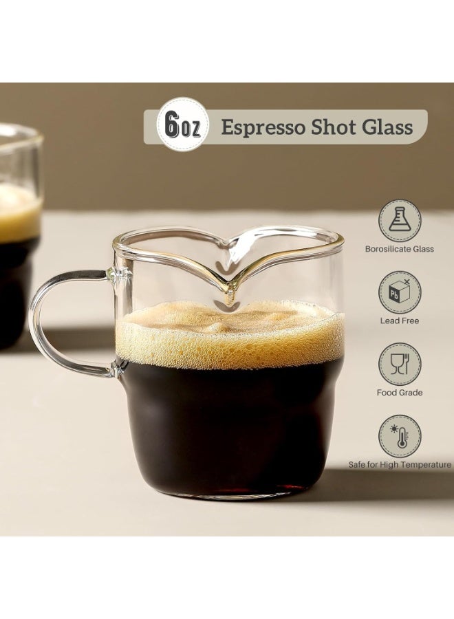 SYOSI Espresso Shot Glasses, Cute Clear Glasses for Coffee Bar, Double Spout Stackable Cups with Handle, Clear Glass Mugs for Latte, Macchiato, Coffee Bar Accessories, Dishwasher Safe (2-Pack) - Image 3