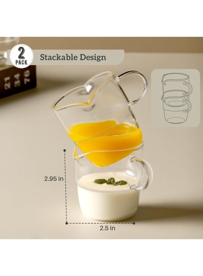 SYOSI Espresso Shot Glasses, Cute Clear Glasses for Coffee Bar, Double Spout Stackable Cups with Handle, Clear Glass Mugs for Latte, Macchiato, Coffee Bar Accessories, Dishwasher Safe (2-Pack) - Image 2