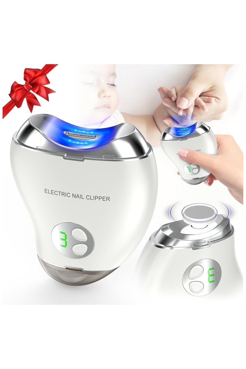 Electric Nail Clipper, Baby Nail Clipper with LED Light and Storage Box, Cordless Safety Nail Clippers with 3 Speed Gears, Electric Nail Trimmer for Baby, Seniors, Adult - Image 1