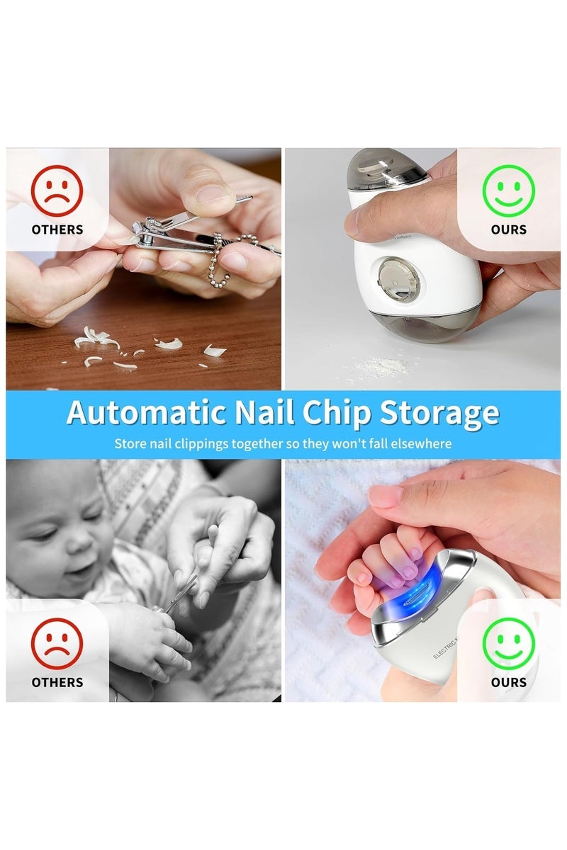 Electric Nail Clipper, Baby Nail Clipper with LED Light and Storage Box, Cordless Safety Nail Clippers with 3 Speed Gears, Electric Nail Trimmer for Baby, Seniors, Adult - Image 3