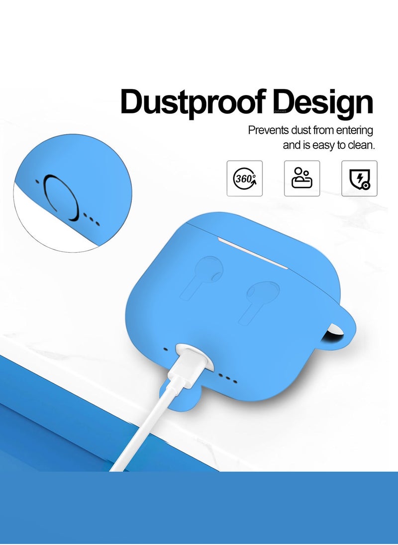 CATANES ( for Airpods 4 2024 ) Case Soft Silicone Elegant Cover with Keychain / Sky Blue Color  - Image 2