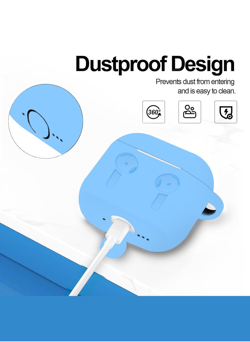 CATANES ( for Airpods 4 2024 ) Case Soft Silicone Elegant Cover with Keychain / Sky Blue Color  - Image 4