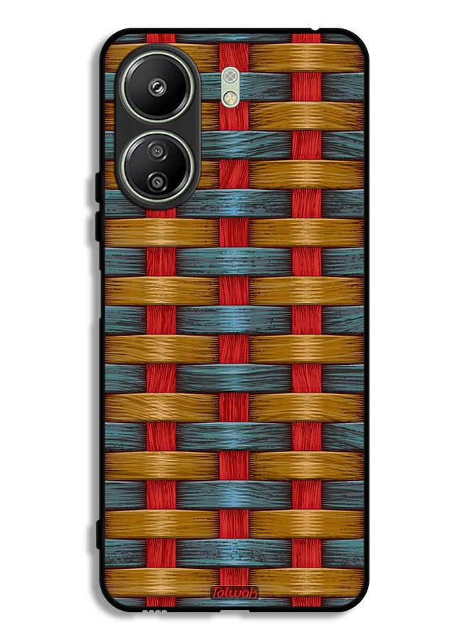 Tolwak Xiaomi Redmi 13C Protective Case Cover Strips Art Pattern - Image 1