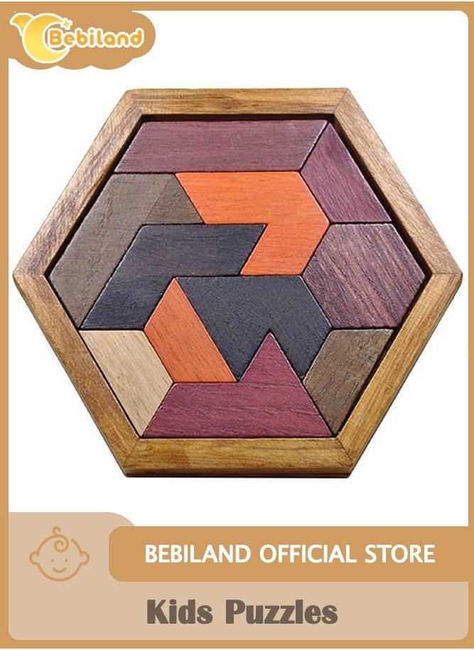Bebiland Kids Puzzles with Hexagonal Base for Brain Teaser Intelligence Toy Gift  - Image 1