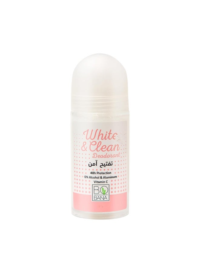 بوبانا مزيل عرق رول أون أبيض ونظيف - 50 مل - Image 1